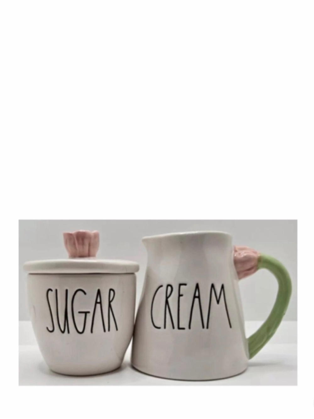 NEW Rae Dunn Sugar Bowl & Creamer Cream Spring Tulip Set